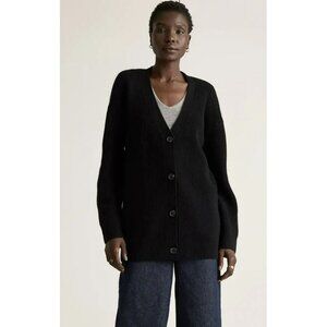 Quince Mongolian Cashmere Oversized Black Boyfriend Cardigan XL NWT